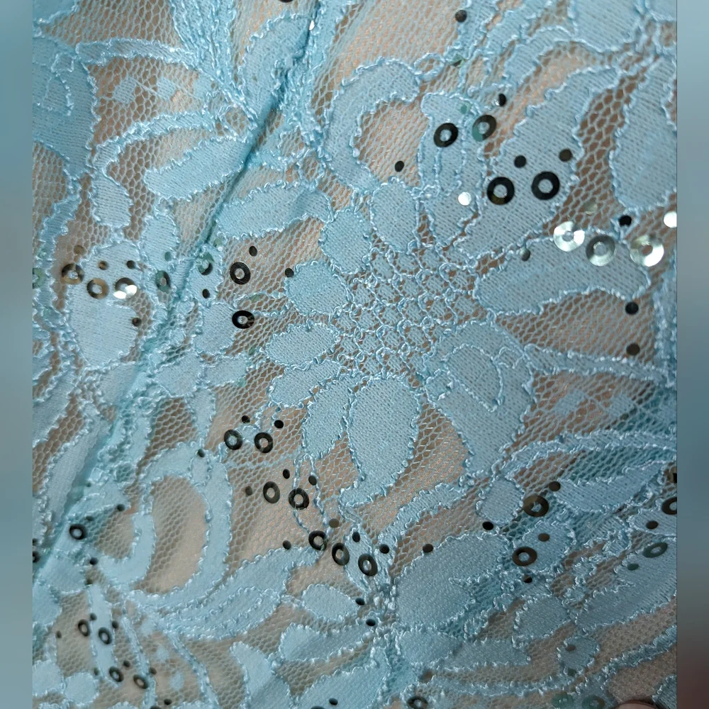 Aqua blue lace and sequin mermaid skirt size XSmall